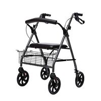 GYZ GY Aluminum Alloy Walker Rolling seat with seat with Removable Shopping Basket Folding Walkers for Seniors Portable Adjustable Height, Black Medical Supplies (Color : Black)