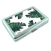 Palm Leaf Em2 Hip Silver Cigarette Case Id Holder Metal Wallet 4" X 2.75" RFID Protection