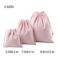 Nuni Cute Pink Pattern Canvas Double Drawstring Pouches Muslin Bags Gift Bags Sacks Sachet Bags for Jewelry Candy Favors Wedding Birthday Party 3 Sizes Available 1-12 Counts (5.5x6.3/12 Bags)