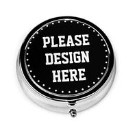 Custom Metal Round Pill Box Add Your Own Personalized Image Text Pill Case Pocket Medical Drug Tablet Medicine Storage for Purse