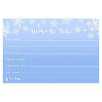 Winter Wonderland Wish Cards Blue Boy Baby Shower Dear Baby Winter Wonderland Baby Shower Snowflakes Wishes for Baby Snowfall White Winter (24 Count)