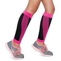 SWOLF Calf Compression Sleeve Women, Athletic Calf Compression Socks for Running, Cycling, Hiking, Travel - Sports Leg Support Sleeve for Shin Splint, Calf Pain Relief (Rose Red, S/M)