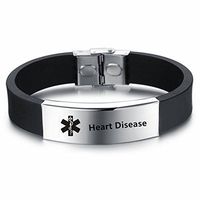LiFashion LF Mens Stainless Steel Silicone Medical Alert Wristband Sos Heart Disease Customized Medical ID Bracelet Awareness Emergency for Husband Son Boyfriend Grandpa Dad
