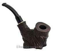 "Stump" pear wood hand carved wooden tobacco smoking pipe + Pouch