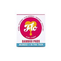 Here We Flo Natural Bamboo Pads Winged Ultra Thin 10 Day and 5 Night Pads (Pack of 3, 45 Total Pads)