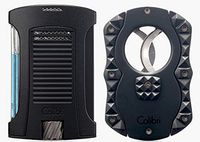 Colibri Black Daytona Lighter & Quasar Cut Cigar Cutter Gift Set