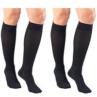 Truform Women's Fit Compression Socks, Diamond Knit Pattern, 15-20 mmHg, Navy, Small (Pack of 2)