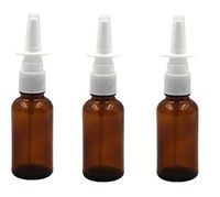 30ml (1oz) Amber Glass Empty Nasal Pump Sprayers Bottle Snoot Cleanser Container for Medical Saline Applications Dispensing Wash (Quality Improved) 1 Ounce (6PCS)