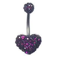 Surgical steel Navel Belly Button Ring Barbell Rhinestone Crystal Heart Piercing Party Accessory Trendy Accessories Cheap Styling | Color - Dark Purple