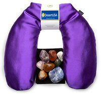DesertUSA Travel Silky Satin Microwaveable Pain Relieving Hot & Cold Herbal Neck Wrap (Amethyst + Chakra)