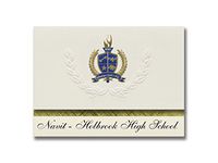 Signature Announcements Navit - Holbrook High School (Holbrook, AZ) Graduation Announcements, Presidential style, Elite package of 25 with Gold & Blue Metallic Foil seal