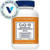 The Vitamin Shoppe CoQ10 200mg Beneficial for Those Taking Statins – Supports Heart Cellular Health and Healthy Energy Production, Essential Antioxidant – Once Daily (120 Softgels)