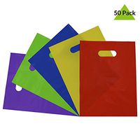 9x12" 50 Pcs. Thick Plastic Bags with Handles, Shopping Bags, Gift Bags, Party Bags for Birthday Parties, Weddings, Holidays and All Occasions