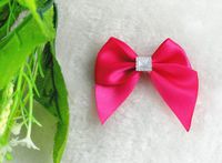 50pcs Ribbon Bows Flower The Rhinestone Appliques Sewing Craft Lots Upick (Watermelon Red)