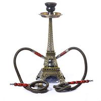 QVQV 2 Hose Hookah Pipe New Metal Paris Tower Shisha Pipe Glass Base Hookah Set,Perfect for Private Parties or Home.