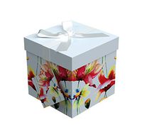 Gift Box 4"X4"X4" - Sonia Collection - Easy to Assemble & Reusable - No Glue Required - Ribbon, Tissue Paper, and Gift Tag Included - EZ Gift Box by Endless Art US