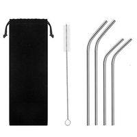 SUN RISING INC 4 Units Stainless Steel Straws Reusable Drinking Straws with Cleaning Brush Two 9.5 Inch Bend, Two 10.5 Inch Bend Metal Straws for 30oz Tumblers Cups