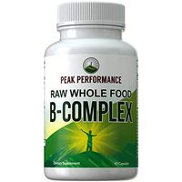 Raw Whole Food Vegan B Complex Supplement. Best B-Complex with Vitamin B1, B2, B3, B5, B6, B7, B9 and B12. Vitamins Plus 25+ Raw Whole Food Fruits and Vegetables. 90 Capsules. Energy + Stress