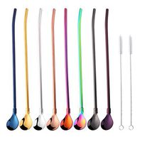 Do Buy 8 PCS Spoon Straws Drinking Spoon for Frozen Drink, Milkshake, Smoothies, Ice Cream Sundaes with 2 Cleaner