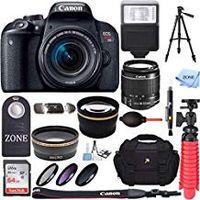 Canon EOS Rebel T7i DSLR Camera + 18-55mm IS STM + 50" Full size tripod+ Accessory Bundle 64GB SDXC Memory + DSLR Photo Bag + Wide Angle Lens + 2x Telephoto Lens +Flash+Remote+Tripod