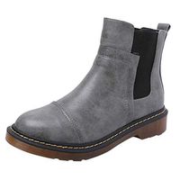 ❤Kauneus❤ Women's England Ankle Booties Round Toe Vintage Leather Martin Short Boot Roman Shoes Gray