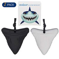 Shark Tooth Chew Necklace for Kids, Boys or Girls - Chewing Necklace Teething Necklace Teether Necklace Chew Toys Teething Toys - Designed for Chewing, Autism, Autism Sensory Teether Toy (2 Pack)