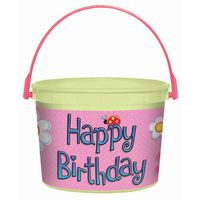 Garden Girl 4.5in Happy Birthday Pail, 1 Pc, Children's Birthday Gifts and Ideas
