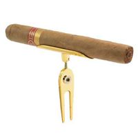 Prestige Gold Golfer's Cigar Holder and Divot Repair Tool Golf Tee