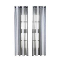 scamper 2Pcs Curtain Draperies Striped Cotton Linen Sheer Curtains Tulle Window Treatment Voile Drape Valance Panel 100X200Cm