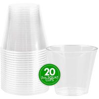 Plasticpro 5 oz Shot Glasses - Squat Cups Crystal Clear Disposable Hard Plastic Shot Cups - Tumblers, Great for Whiskey, Jello, Shots, Tasting, Sauce, Dips, Samples Pack of 20