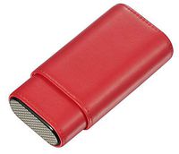 Visol Burgos Leather Cigar Case for Women - Holds 3 Cigars (Red)