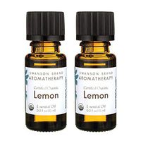 Swanson Certified Organic Lemon Essential Oil 0.5 fl Ounce (15 ml) Liquid (2 Pack)