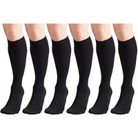 30-40 mmHg Compression Stockings for Men and Women, Knee High Length, Closed Toe Black Medium (6 Pairs)
