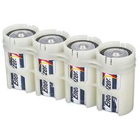 Storacell by Powerpax SlimLine D Battery Caddy, Glow-in-the-Dark Moonshine, Holds 4 Batteries