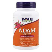 NOW Supplements, ADAM Men's Multivitamin with Saw Palmetto, Lycopene, Alpha Lipoic Acid and CoQ10, Plus Natural Resveratrol & Grape Seed Extract, 90 Veg Capsules
