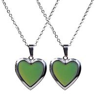 2pcs Mom Dad Heart Mood Photo Frame Change Color Emotion Feeling Necklace Prom Bright Stylish Simple Lovely Cheap Pendant Elegant Jewerly Fashionable