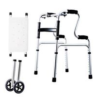 Healthcare Folding Lightweight Aluminium Walking Frame with Wheels Portable Walker with Adjustable Height for Seniors/Disabled Shower Stool
