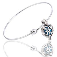 Aromatherapy Essential Oil Diffuser Lava Stone Bracelet Hollow Heart Vintage Silver Locket Expandable Bangle