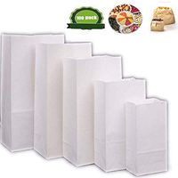 ZHIHEHE 100 Kraft Paper Bags, Food Paper Bags, Square Bottom Bags, Bread Bags, Takeaway Packing Bags, Brown and White, Various Sizes,White,12