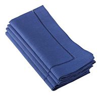 Fennco Styles Basic Collection Classic Hemstitch Boarder Linen Blend 20 x 20 Inch Cloth Napkins, Set of 4 – Cobalt Blue Diner Napkins for Wedding Banquets, Family Gather, Special Events and Home Décor