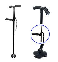 Premium Travel Lightweight Folding Walking Cane with LED Flashlight W/Non Slip Flexible Cane Tip & Extra Handle