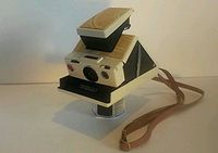 Polaroid Sx-70 ALPHA Ivory White Camera with New Real Leather SKin Covering