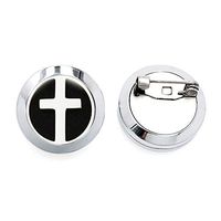 Aromabug Aromapin (Cross) 22mm Personal Aromatherapy Essential Oil Diffuser Stainless Steel Locket Brooch. 7 High Fiber Pads and 3 Essential Oils Included.