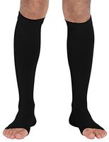 ChinFun Open Toe Toeless Compression Pressure Sleeve Socks 20-30mmHG Leg Support Graduated Shin Splints Circulation Recovery Varicose Veins Pain Relief Sports Gear Men Women Black Color Size XXL