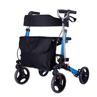 F&T Four-Wheeled Walker, The Elderly Aluminum Travel Belt Wheel Seat/Sitting Walker Shopping Cart (Color : Black)