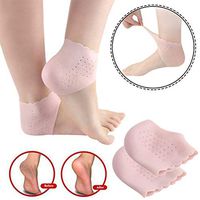 Gel Heel Protectors, Breathable Hole Design Heel Cups Sleeve Socks Silicone Heel Cushion, Great for Relieve Heel Pain, Heal Dry, Cracked Heel, Heel spur, Sore Heel, Plantar Fasciitis Treatment (Pink)