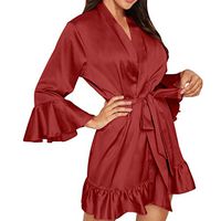 Haxikocty Women Sexy Pajamas Lace Lingerie Nightdress Ladies Plus Size Underwear Sleepwear Robe Red