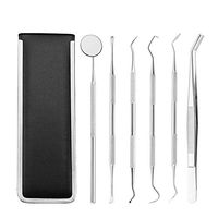 Dental Tools, 6 Pack Dental Teeth Cleaning Tools Stainless Steel Hygiene Set with Mouth Mirror,Tartar Scraper,Dental Probe, Dental Scaler,Dental Tweezers,Dental Pick - with Leather Case