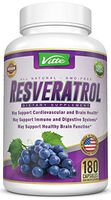 100% Pure Resveratrol 1000mg Per Serving Max Strength 180 Capsules Antioxidant Supplement Extract Natural Trans-Resveratrol Pills for Heart Health and Weight Loss Made in USA