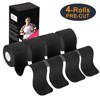 Udaily Kinesiology Tape Precut (4 Rolls Pack), Elastic Therapeutic Sports Tape for Knee Shoulder and Elbow, Breathable, Water Resistant, Latex Free